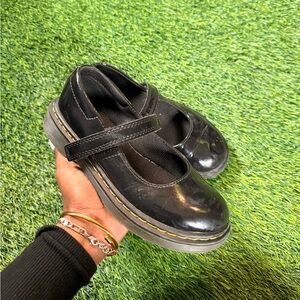 Dr Martens Kids Black Patent Mary Jane Shoes Size US 1 School Goth